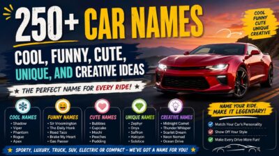 250+ car names featuring cool, funny, cute, unique, and creative ideas for every type of vehicle