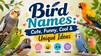 Bird names featuring cute, funny, cool, and unique ideas with colorful pet birds