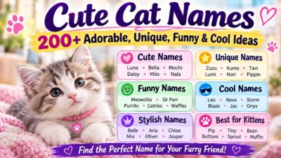 Cute cat names with adorable, unique, funny, and cool ideas for kittens and cats