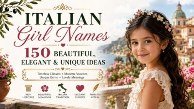 Italian girl names featuring 150 beautiful, elegant, and unique name ideas with an Italian-inspired backdrop
