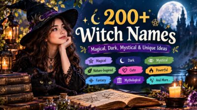 200+ witch names with magical, dark, mystical, nature-inspired, and fantasy ideas