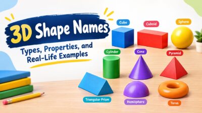 3D shape names including cube, cuboid, sphere, cylinder, cone, pyramid, triangular prism, hemisphere, and torus.