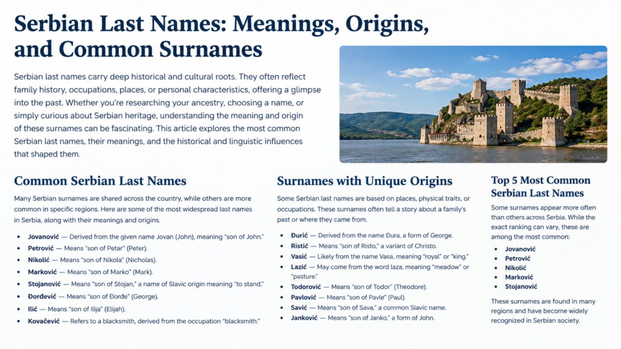Serbian last names, meanings, origins, common surnames, and Serbian heritage