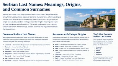 Serbian last names, meanings, origins, common surnames, and Serbian heritage