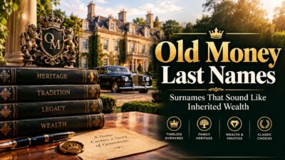 Old money last names inspired by wealthy family surnames, inherited wealth, aristocratic heritage, and timeless prestige.