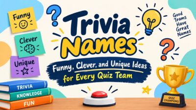 Trivia Names featured image with funny, clever, and unique ideas for quiz teams
